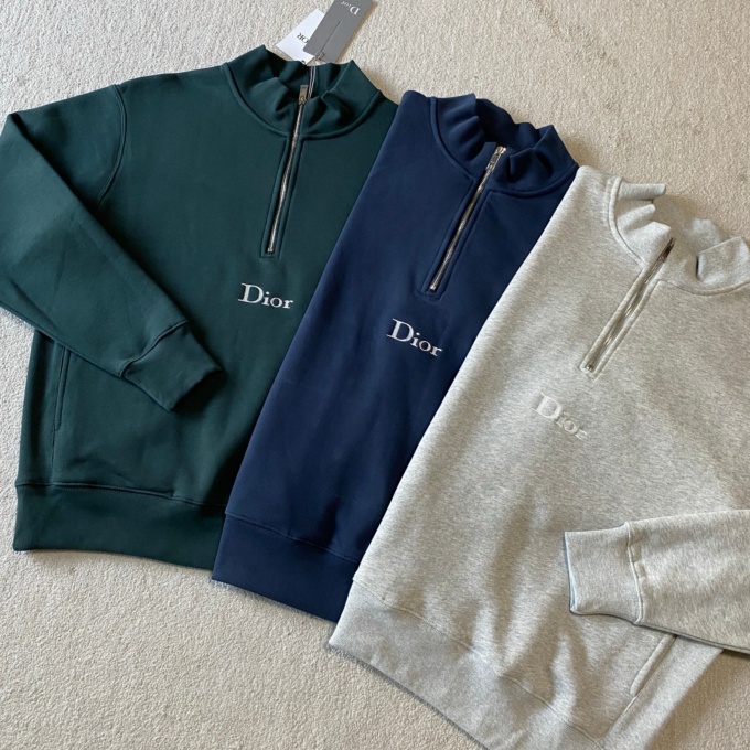 dior half-zip logo embroidery sweatshirt